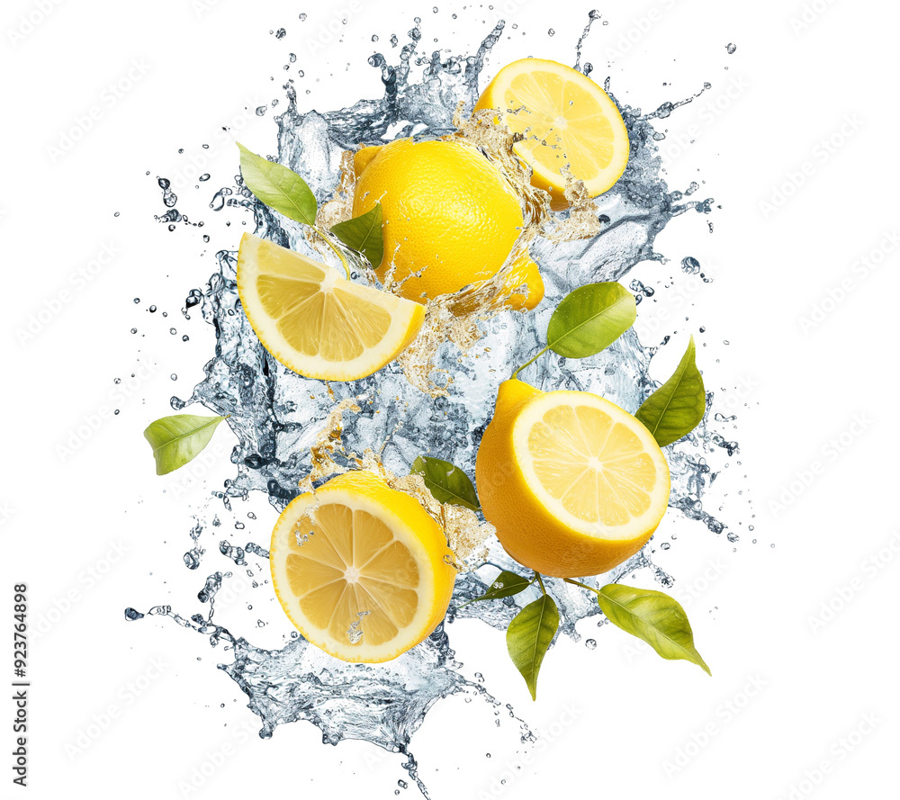 yellow lemon falling into water with splash style yellow lemon falling into water with splash style