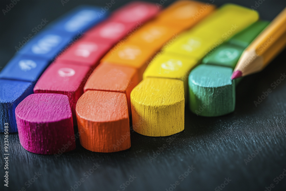 colorful math fractions on the bright backgrounds. interesting math for ...