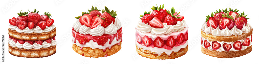Delicious strawberry cakes featuring layers of cream, fresh strawberries, and a delightful presentation for dessert lovers. Delicious strawberry cakes featuring layers of cream, fresh strawberries, and a delightful presentation for dessert lovers.