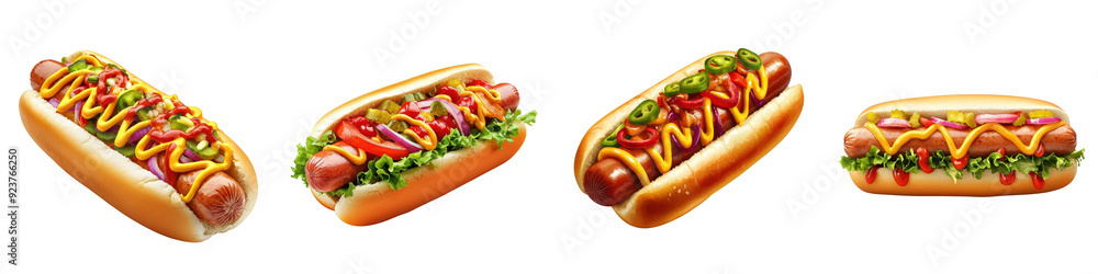 Delicious hot dogs with various toppings, perfect for barbecues, parties, and casual dining. Delicious hot dogs with various toppings, perfect for barbecues, parties, and casual dining.