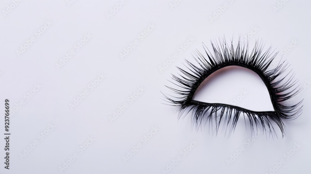 A new style of false eyelashes for women on a white background with space for text A new style of false eyelashes for women on a white background with space for text