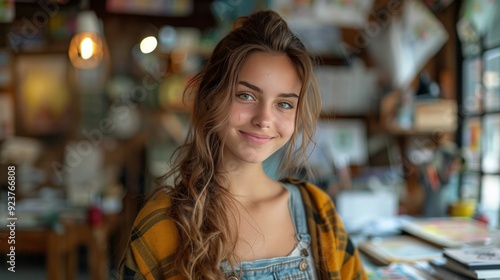 Wallpaper Mural Creative Workspace: A teenage girl working on a creative project in her room, with art supplies and sketches scattered around. The background reflects her passion for art and creativity. Torontodigital.ca