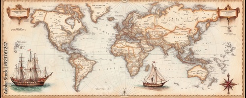 Wallpaper Mural An Intriguing Vintage Map Illustrating Columbus's Historic Voyages Across the Globe in Exquisite Detail and Artistic Charm. Torontodigital.ca