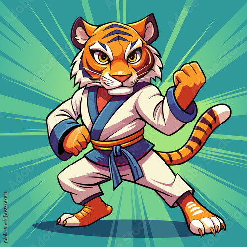 tiger karate kimono judo taekwondo vector sport mascot