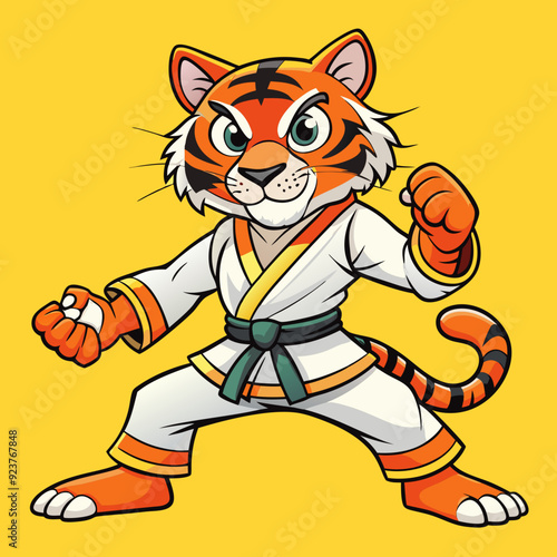 tiger karate kimono judo taekwondo vector sport mascot
