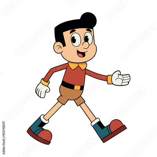 a cute boy cartoon character walking movements vector art flat icon design background image graphic illustrations