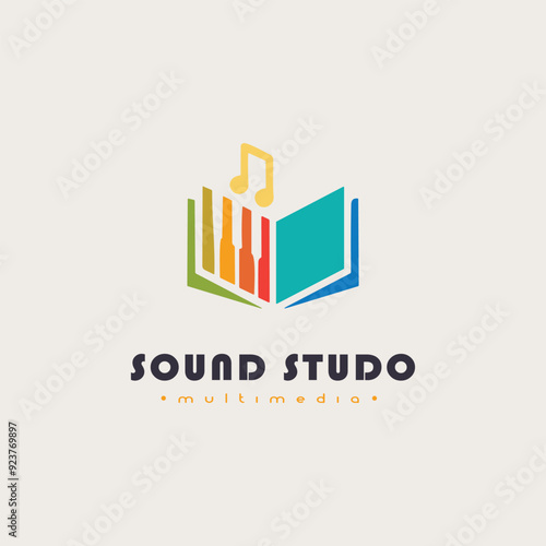 Music logo icon vector illustration Music Notes with Line Art Style for Chord Choir Concert or Song Sing Musical Symphony Sheet logo design