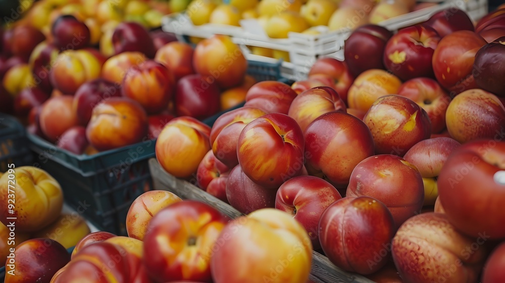 Close Up of Fresh Red and Yellow Peaches. Close Up of Fresh Red and Yellow Peaches.