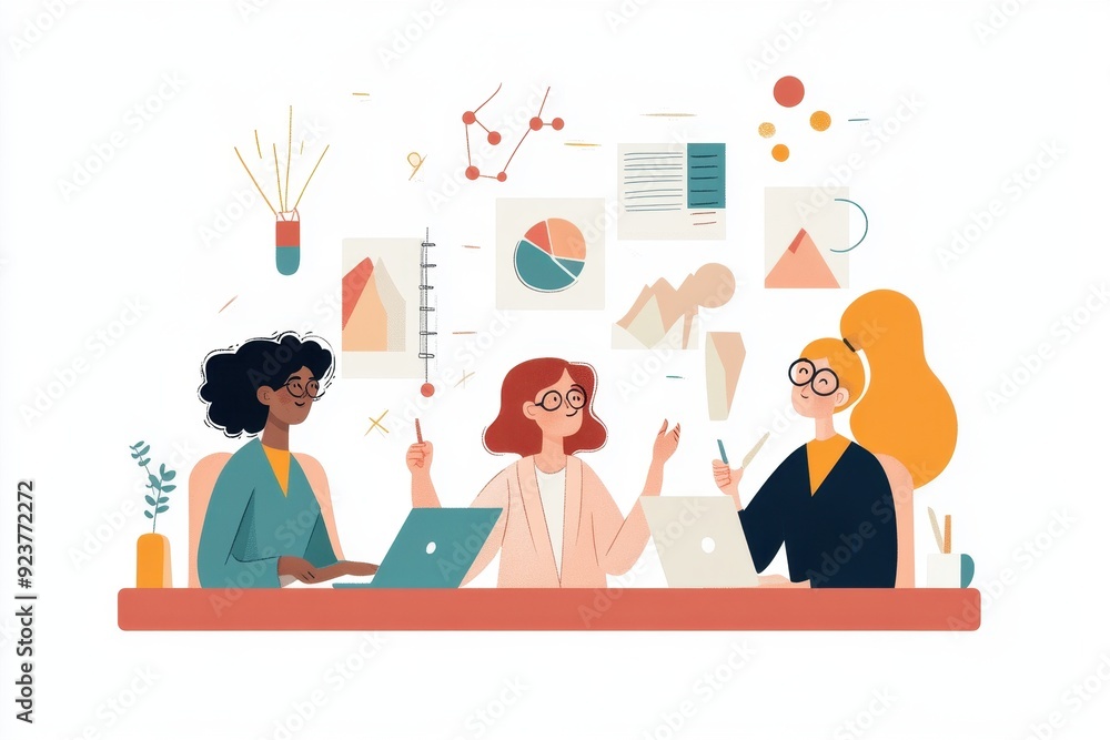 Diverse Corporate Team Driving ESG Governance Initiatives - Hand-drawn Vector Illustration Diverse Corporate Team Driving ESG Governance Initiatives - Hand-drawn Vector Illustration