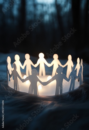 People united by an organization, cut out in the shape of people. photo