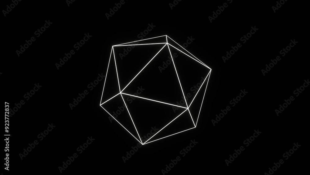 3d render of a futuristic wireframe grid cyber y2k hexagon shape glowing neon white on black background isolated illustration. Outline geometry element abstract retro poster. 3d render of a futuristic wireframe grid cyber y2k hexagon shape glowing neon white on black background isolated illustration. Outline geometry element abstract retro poster.