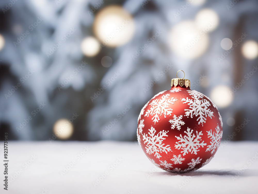 Awesome Christmas decorations in the snow side view, Background for Happy New Year Awesome Christmas decorations in the snow side view, Background for Happy New Year