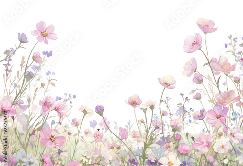 Fototapeta Naklejka Na Ścianę i Meble -  PNG Delicate watercolor floral meadow