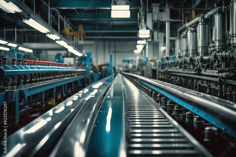 Industrial Factory Interior with Conveyor Belts Industrial Factory Interior with Conveyor Belts