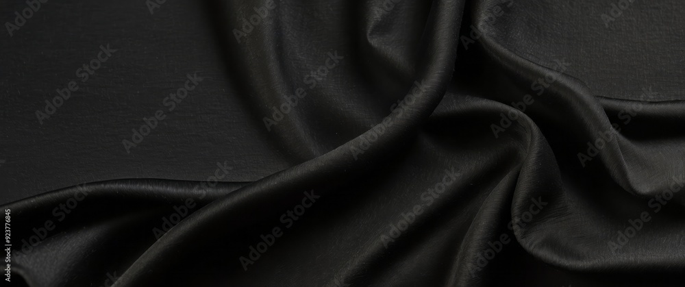 Obraz premium Smooth Black Fabric Draped with Gentle Curves