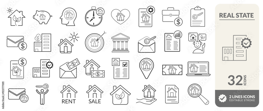 Set of icons for purchasing a home, real state, apartment, economy, investment, financing, credit, stock exchange. Editable vectors and great quality. See more in the profile Set of icons for purchasing a home, real state, apartment, economy, investment, financing, credit, stock exchange. Editable vectors and great quality. See more in the profile