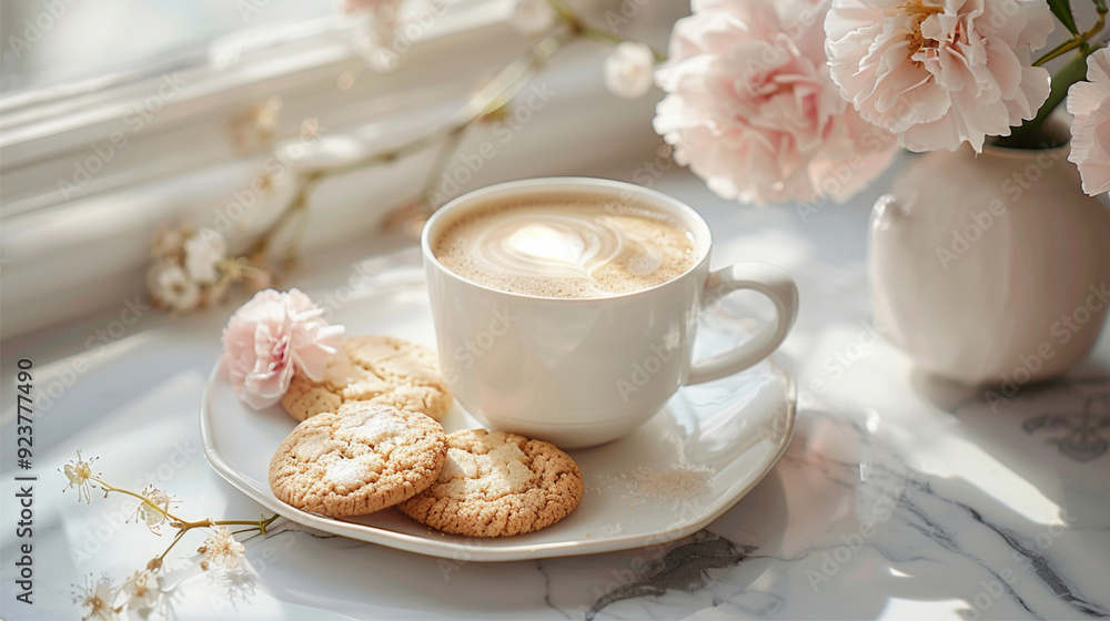 Coffee, Cookies, and Blossoms in the Soft Sunlight Coffee, Cookies, and Blossoms in the Soft Sunlight
