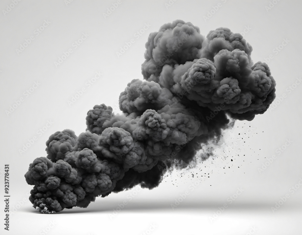 black smoke cloud explosion isolated on white background black smoke cloud explosion isolated on white background