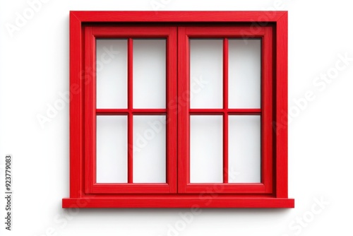 A vibrant red window frame with a classic design, perfect for enhancing architectural visuals and adding color to any setting.