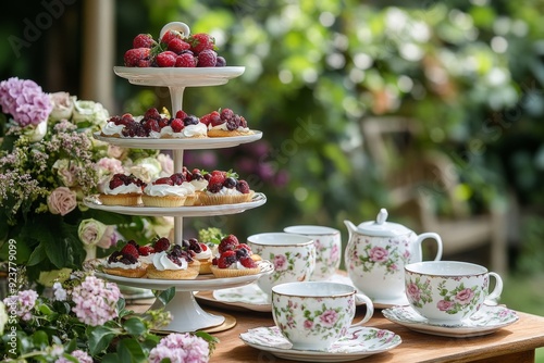 Afternoon Tea Party in a Lush Garden