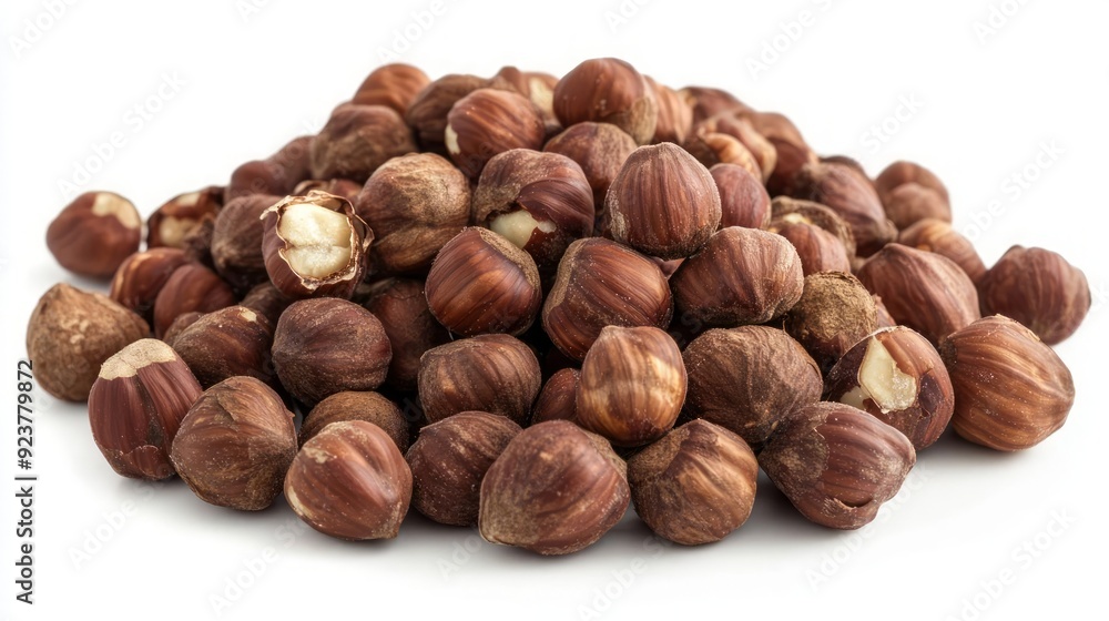 Whole hazelnuts with natural texture, isolated on white background Whole hazelnuts with natural texture, isolated on white background
