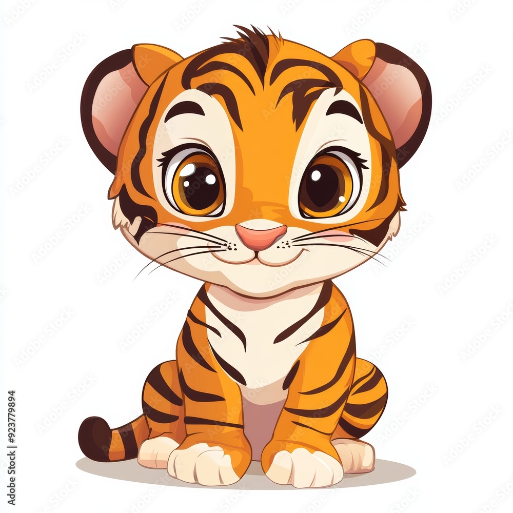 Cute clipart of a baby tiger with stripes, cartoon style Cute clipart of a baby tiger with stripes, cartoon style