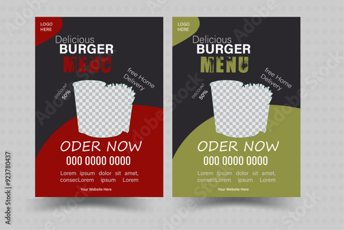 Food Flyer A4 size Vector Template. Fast food flyer template design. sales promotion, culinary promotion, ready to edit and use.