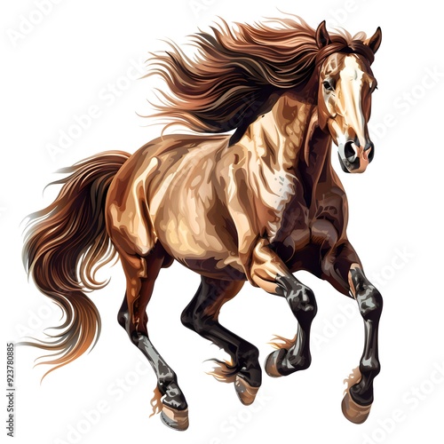 Horse Sticker Design on a White Background. A Graceful and Detailed Representation of a Horse in Sticker Form. Ideal for Decor, Crafts, and Personalization, Capturing the Elegance and Strength of Hors