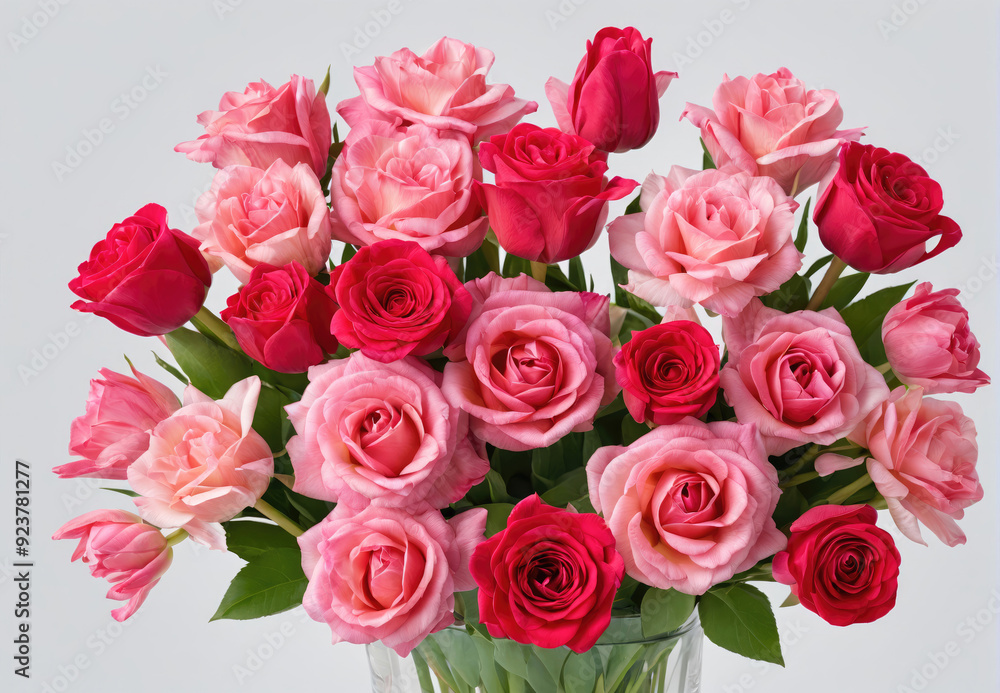 Beautiful Bouquet of Red and Pink Roses Arranged in Glass Vase for Special Occasions Beautiful Bouquet of Red and Pink Roses Arranged in Glass Vase for Special Occasions