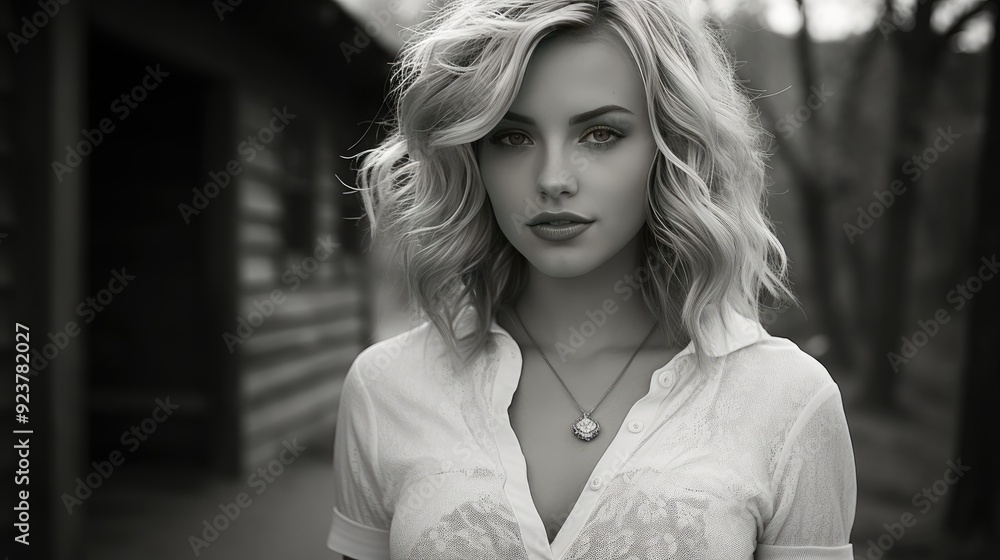 Black and White image of a girl outdoors Black and White image of a girl outdoors