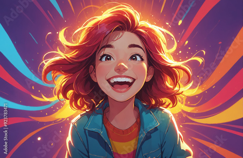 smiling girl happy illustration back to school excited