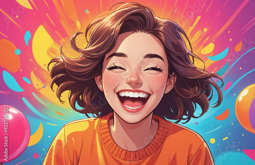 smiling girl happy illustration back to school excited
