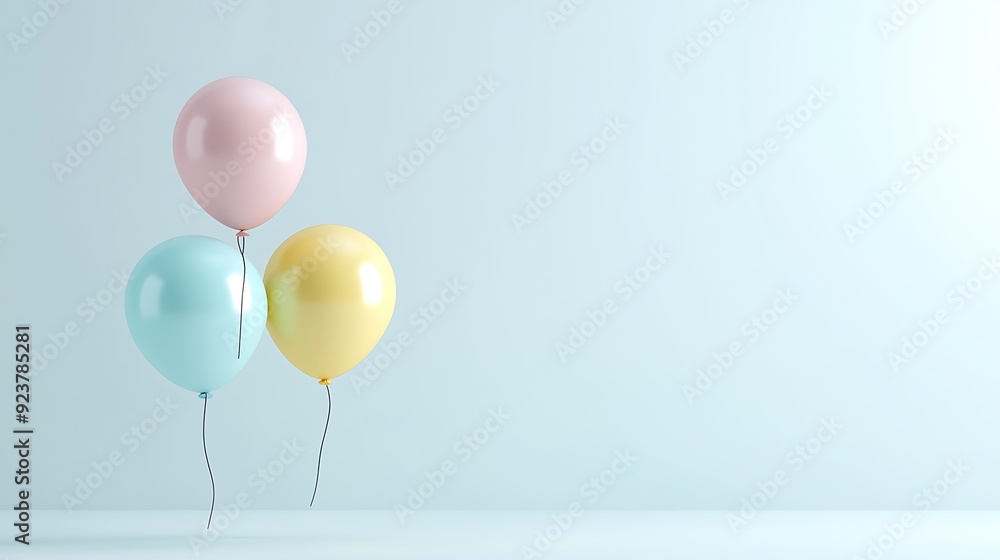 Cheerful 3D Clay Cartoon Balloon Floating in Pastel Colors on Pure White Background Cheerful 3D Clay Cartoon Balloon Floating in Pastel Colors on Pure White Background