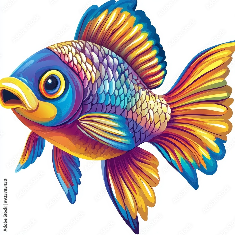 Fototapeta premium Clipart of a colorful fish swimming, vector design 