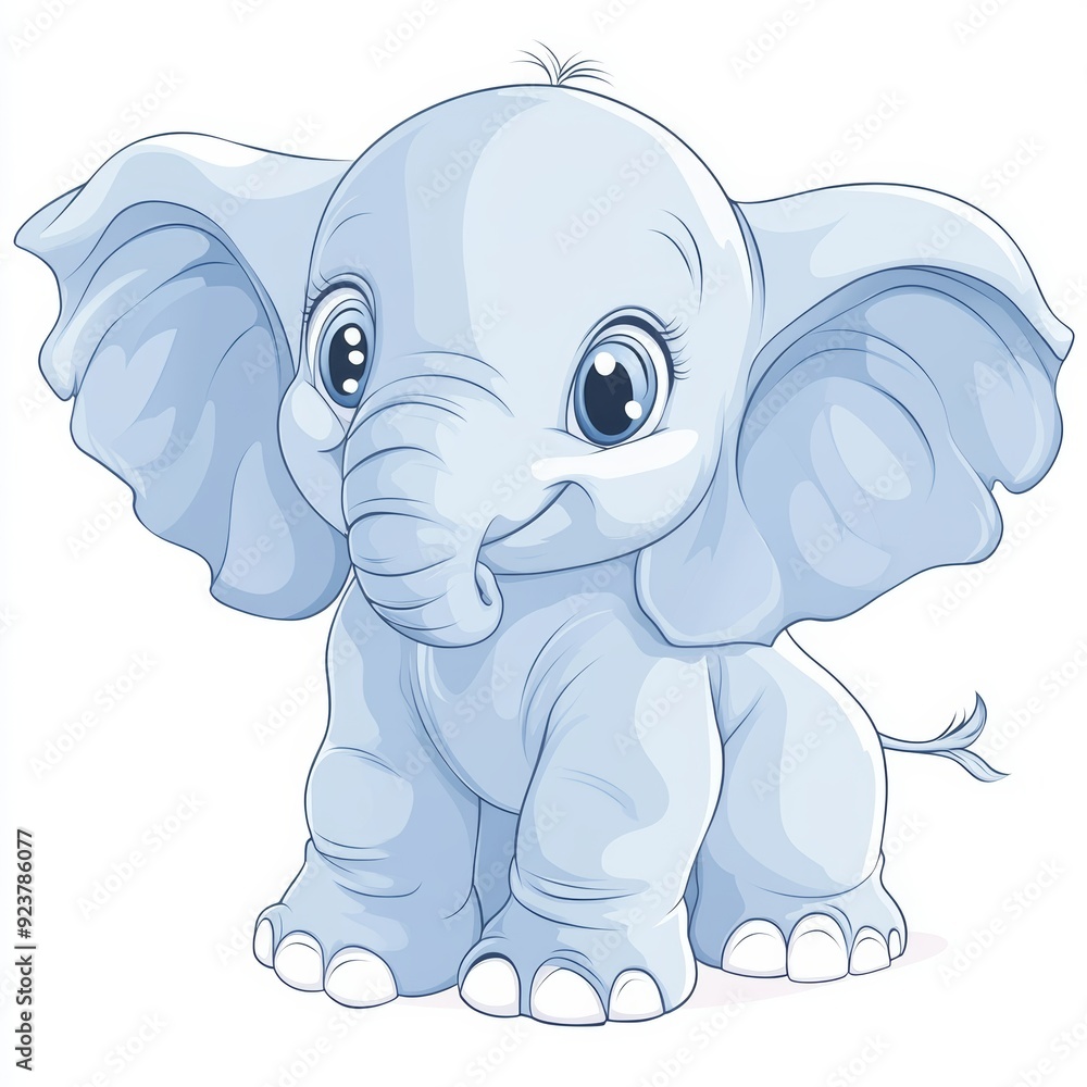 Obraz premium Clipart of a cute baby elephant with big ears, vector illustration 