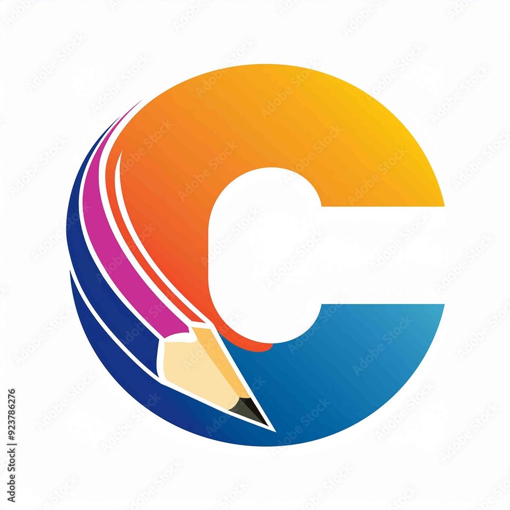 colorful letter c and pencil creative colorful letter c and pencil creative