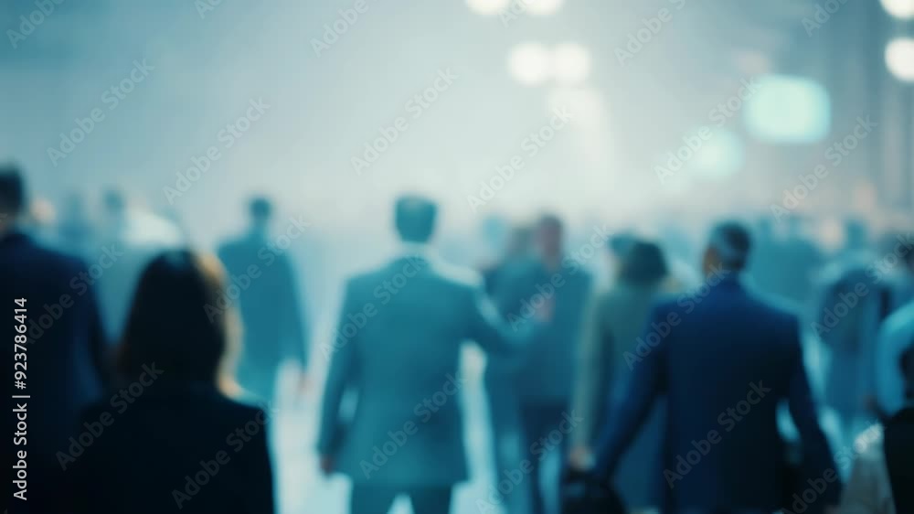 Busy Building Interior with Many People and Blurred Background Effect for Looping Busy Building Interior with Many People and Blurred Background Effect for Looping