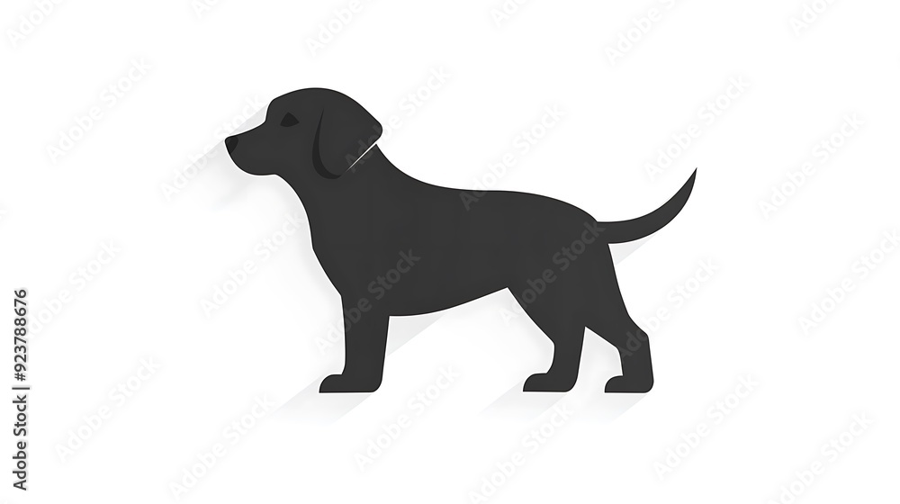 Minimalist Flat Style Dog Icon with Black Shadow on White Background - Digital Illustration Minimalist Flat Style Dog Icon with Black Shadow on White Background - Digital Illustration