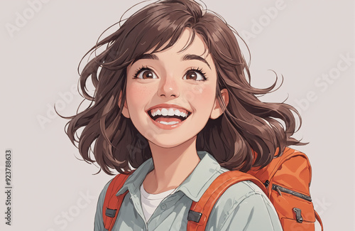 smiling girl happy illustration back to school excited