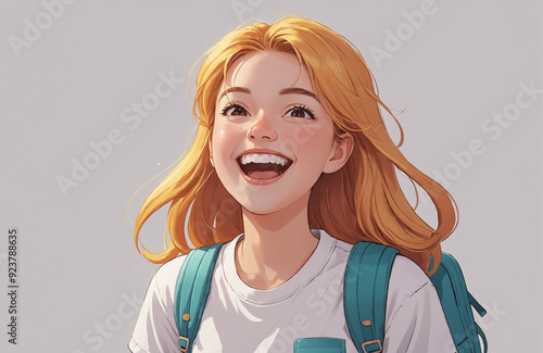 smiling girl happy illustration back to school excited