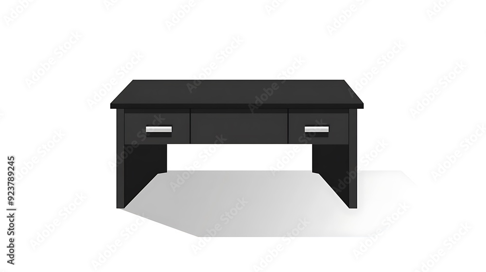 Minimalist Flat Style Desk Icon with Solid Black Shadow on White Background - Digital Illustration Minimalist Flat Style Desk Icon with Solid Black Shadow on White Background - Digital Illustration