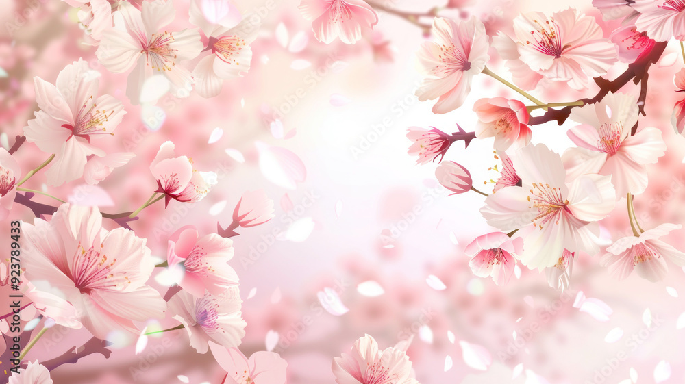 Japanese Cherry Blossoms Background with Soft Pinks and Whites, Serene and Elegant Design with Detailed Branches and Petals, Tranquil and Delicate Look, HD Quality Japanese Cherry Blossoms Background with Soft Pinks and Whites, Serene and Elegant Design with Detailed Branches and Petals, Tranquil and Delicate Look, HD Quality