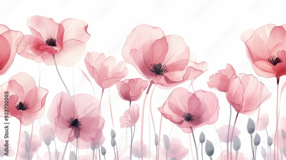 Pink flowers in watercolor style Pink flowers in watercolor style