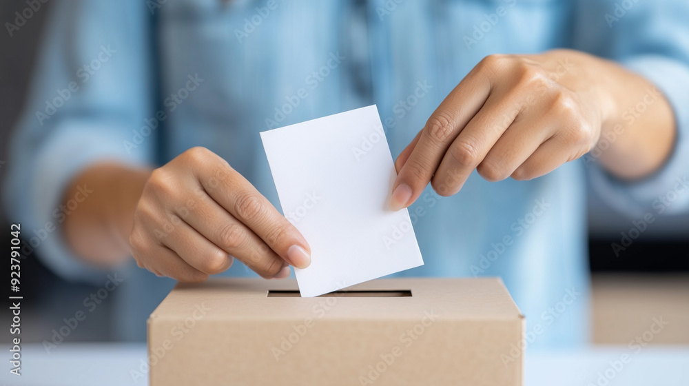 Close-up of hands placing a vote into a ballot box during an election democratic participation
Close-up of hands placing a vote into a ballot box during an election democratic participation