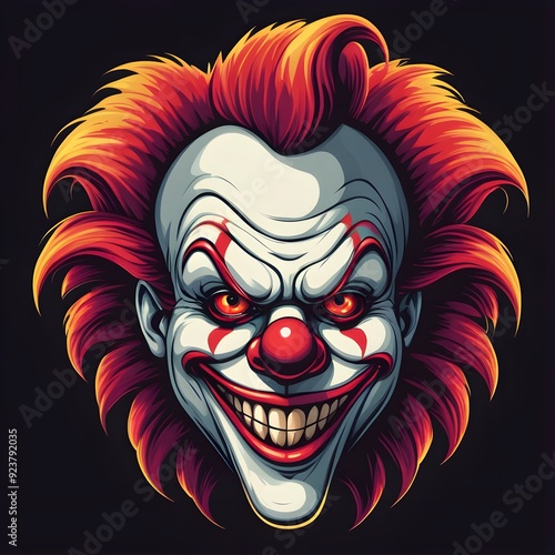 Creepy clown face mascot vector illustration on white background photo