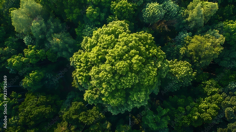 Naklejka premium Beautiful landscape of big tree in the forest.