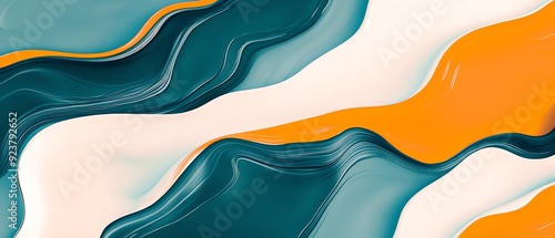 A vibrant abstract wave pattern featuring rich colors like teal, orange, and white, perfect for modern design projects.
