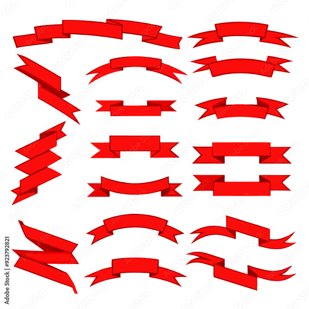 Ribbon banner flat vector set on a isolated white background (4)