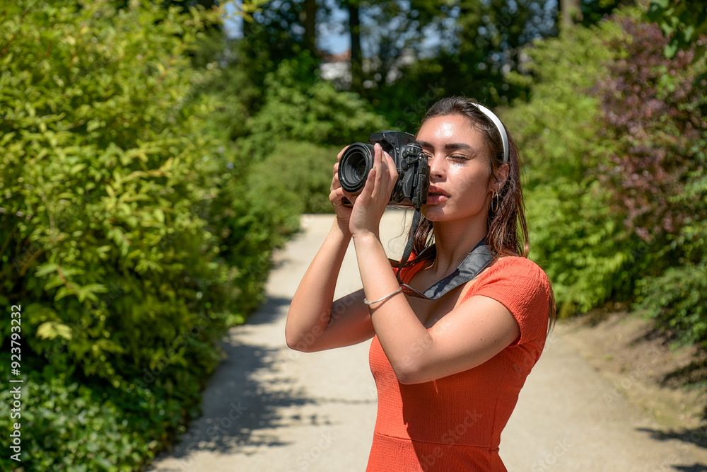 Caucasian woman sightseeing in France Caucasian woman sightseeing in France