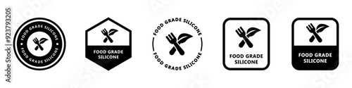 Food Grade Silicone - set of vector signs for product packaging.